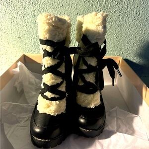 BCBG Black and White Heeled Boots